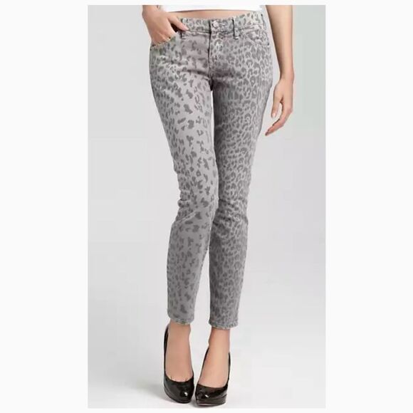 Current/Elliott The Stiletto Grey Leopard Print Pants Size 25-0 - Picture 1 of 14